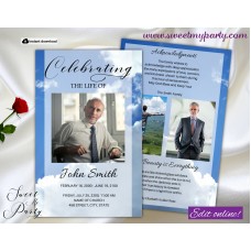 Blue Sky Funeral Program,Blue Sky Memorial Service Program,(178f) Blue Sky Funeral Program,Blue Sky Memorial Service Program,(178f)